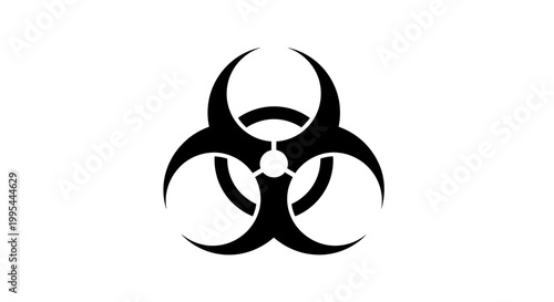 A biohazard symbol vector graphic in black and white