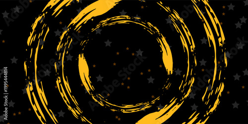 Black and yellow abstract background with brushstroke and halftone style modern simple