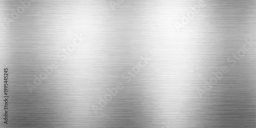 A polished stainless steel plate featuring a brushed silver metallic texture on an industrial gray aluminum surface with shiny titanium reflections and a seamless pattern