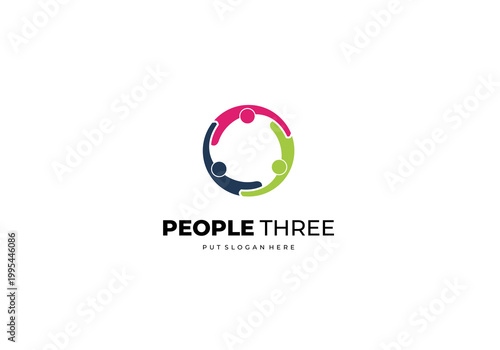 three person templet icon vector logo illustration