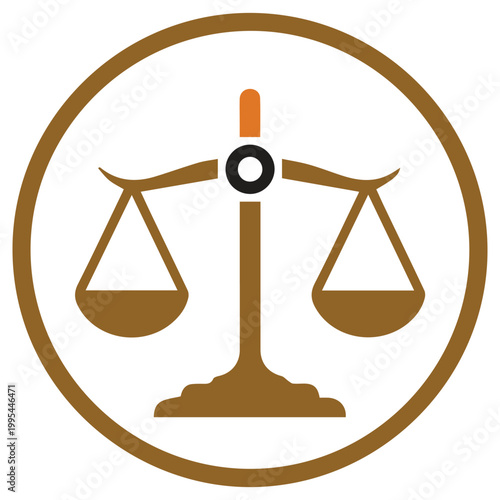 Scales of justice balance in circle. Law, legal, fairness symbol. Professional logo, law firm branding vector illustration template element.