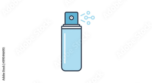 Blue Spray Bottle Icon with Mist Droplets - Clean Design