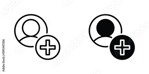 Add User Vector Line Icon for UI and Web Design