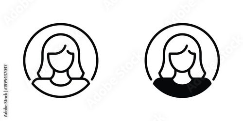 Female User Vector Line Icon for UI and Web Design