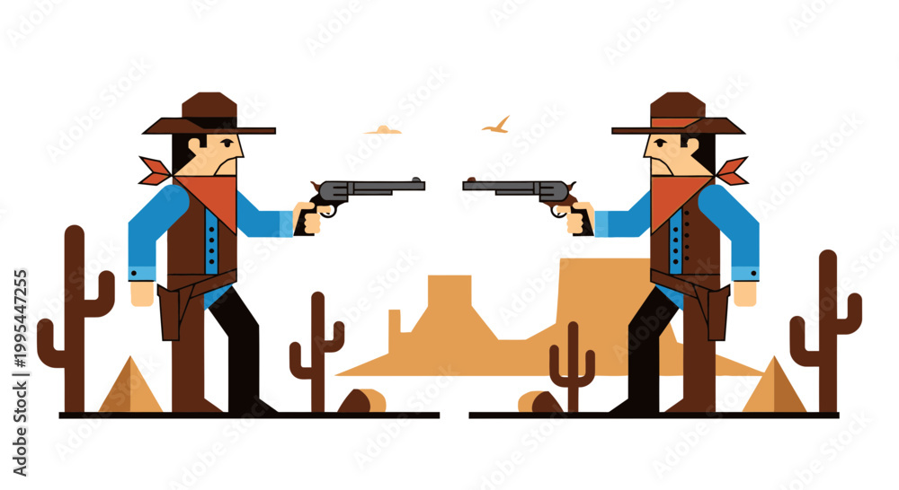 Obraz premium Cowboy Duel in Desert Landscape
