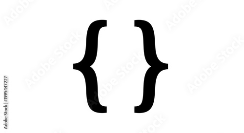 A minimalist vector graphic illustration of curly braces symbol