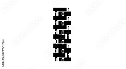 A minimalist vector graphic illustration of binary code in a flat design style