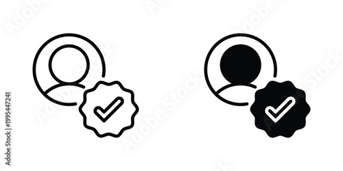 Verified User Vector Line Icon for UI and Web Design