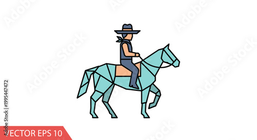 Cowboy Riding Geometric Horse