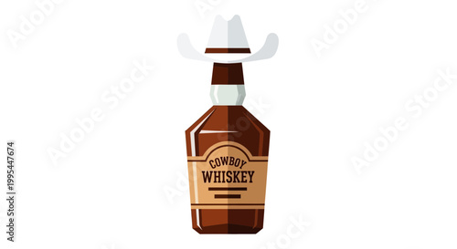 Cowboy Whiskey Bottle with Hat - Western Spirit Drink
