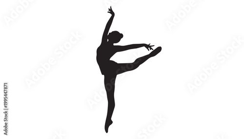 black and white silhouette of ballerina dancing very high quality vector illustration.
