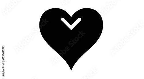 A black heart icon with a white checkmark in the center on a white background