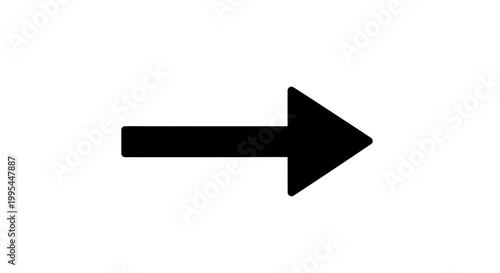 A black arrow pointing to the right on a white background