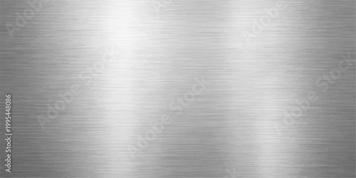 A polished silver stainless steel plate with an industrial brushed metal texture creates a shiny grey metallic background on a sleek titanium material sheet