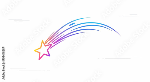 Colorful shooting star with glowing trail, abstract cosmic background, vibrant gradient