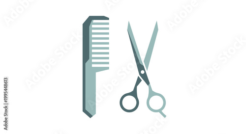 Hairdressing Scissors and Comb Icon - Hair Salon Tools