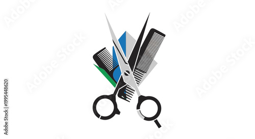 Hairdressing Scissors and Combs Logo Design