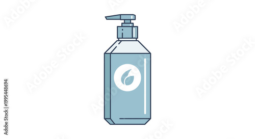 Hand Sanitizer Bottle with Leaf Icon - Cleanliness and Hygiene Concept