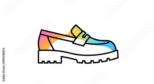 Colorful Loafer Shoe with Rainbow Gradient and Chunky Sole