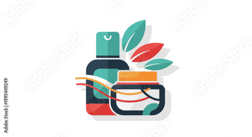 Natural Skincare Products Flat Design Icon