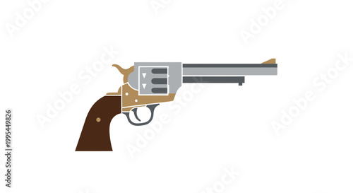 Vintage Revolver Pistol Icon - Old West Style
