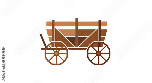 Vintage wooden cart on white background, rustic design, historical transport icon