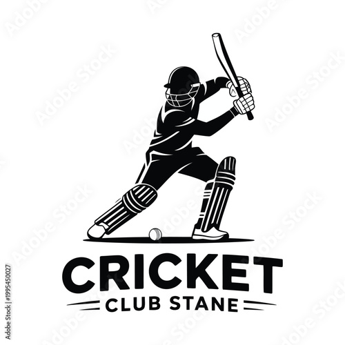 Cricket Player Silhouette Batting Sports Action Vector Illustration