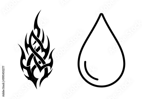 Fire and water drop icons