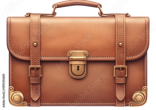 Braune Ledertasche Aktentasche mit goldenen Schnallen für Business und Reisen