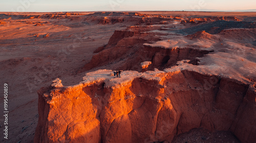 Schilderij op canvas Exploring Flaming Cliffs in the Gobi Desert of Mongolia From Above