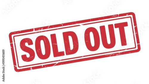 Sold out stamp, red grunge rubber seal isolated on white background