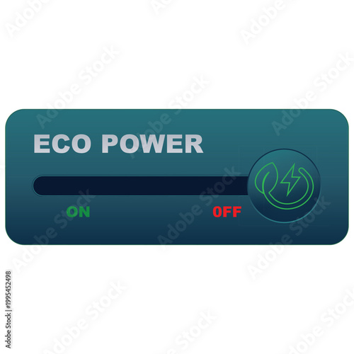 Modern Eco Power Toggle Switch with Green Leaf Icon vector illustration