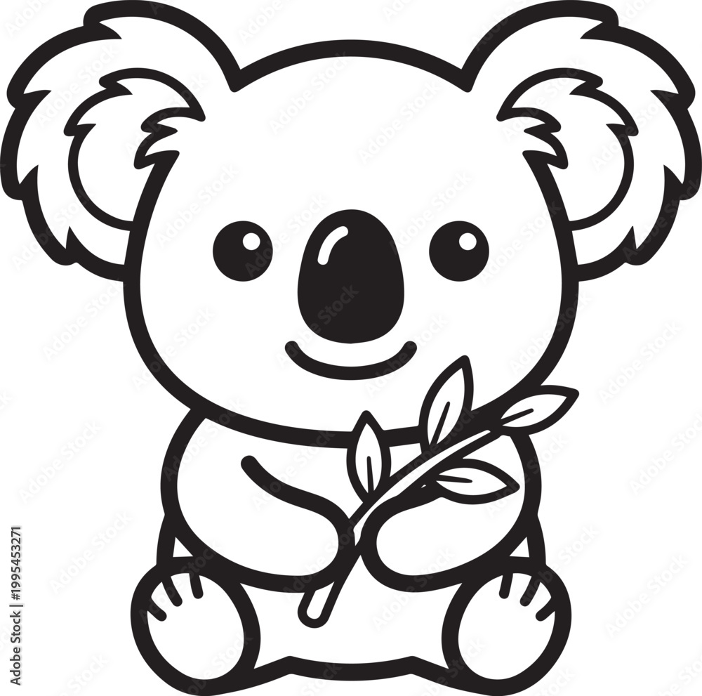 Fototapeta premium Koala bear minimalist line art vector silhouette Australian icon