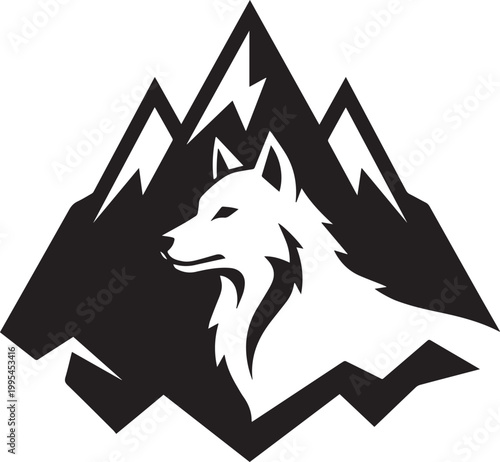 Wolf inside mountain silhouette wilderness double exposure art