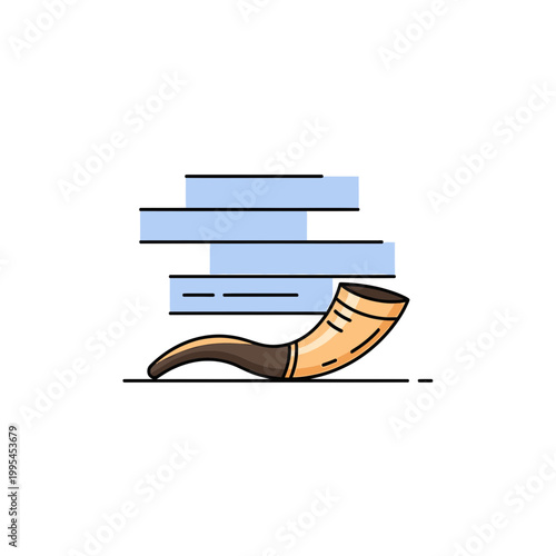 Traditional Jewish Shofar Horn Vector Illustration for Rosh Hashanah