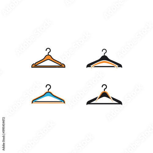 Set of Four Clothes Hanger Vector Icons for Fashion and Retail