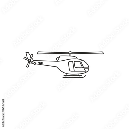 Helicopter Vector Line Art Illustration Outline Icon