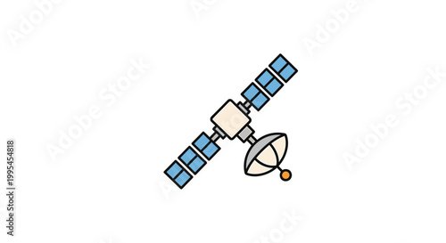 Satellite Vector Illustration with Solar Panels and Antenna