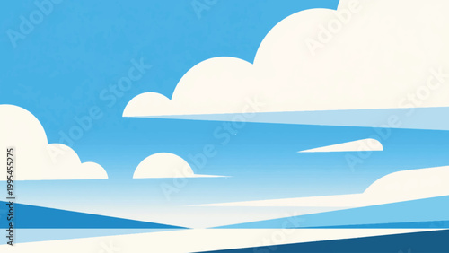 Illustration Of Nature Scene With Clouds And Horizon Vector Design Template
