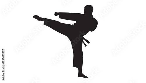 black and white silhouette set of martial art very high quality vector illustration.
