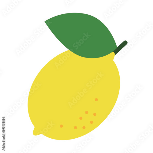 大きな緑の葉っぱがついた鮮やかな黄色のレモン