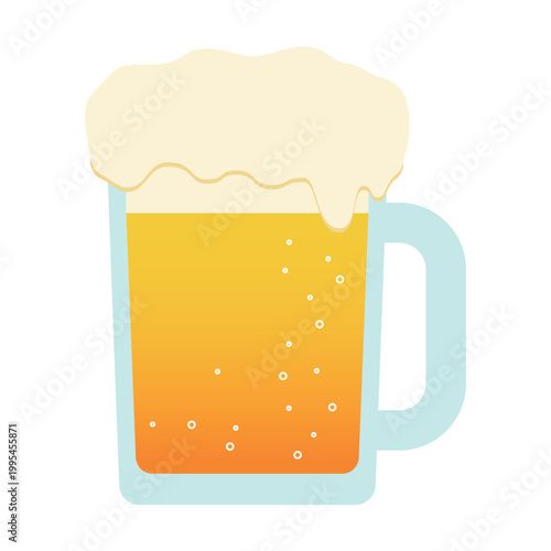 泡がたっぷり乗った冷たいビールのイラスト