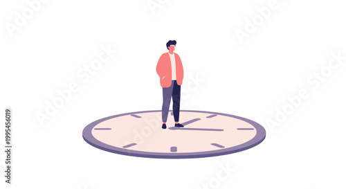 Businessman Standing on a Large Clock Surface Illustrating Time Management