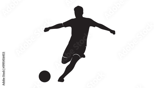 black and white silhouette of a soccer very high quality vector illustration.