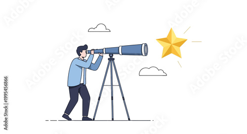 Child Looking Through Telescope for Star Observation