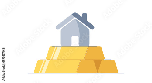 House Structure on Gold Bars, Financial Security Concept