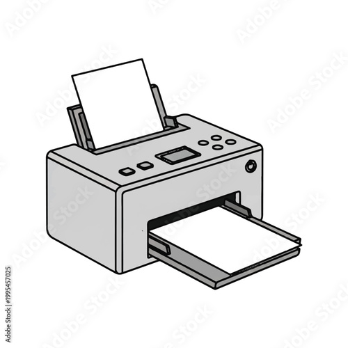 Inkjet printer with open paper tray.