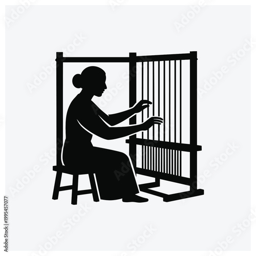 Woman interacting with a metal detector gate or security checkpoint