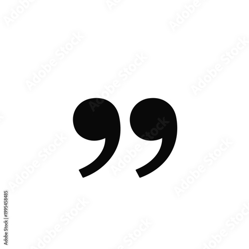 Large black quotation marks symbol.