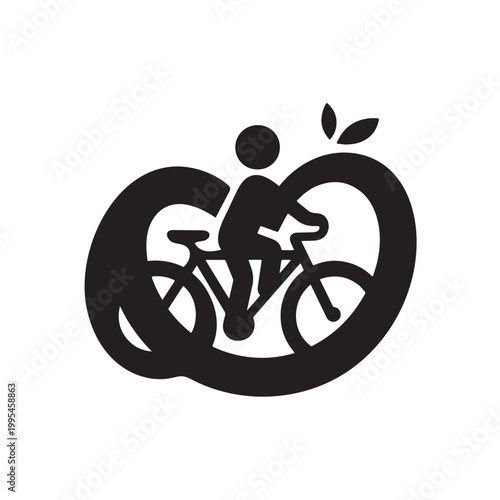 Sustainable Cycling Concept Logo with Infinity Loop Symbol and Eco-Friendly Green Leaves.